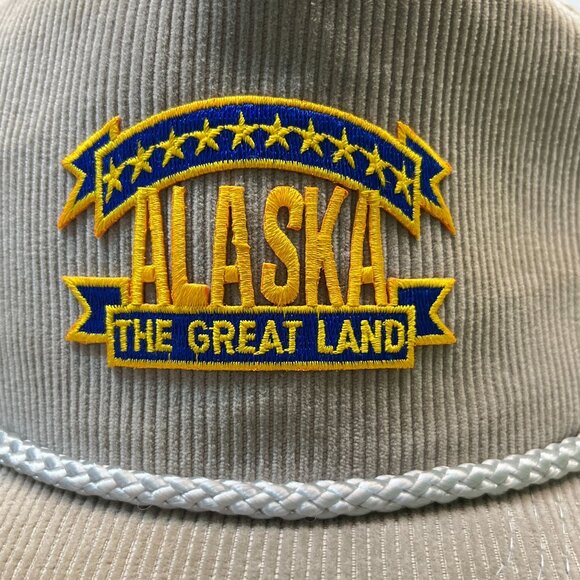 Vintage Alaska Corduroy Snapback Hat The Great Land Embroidered Adjustable Cap - Picture 6 of 9